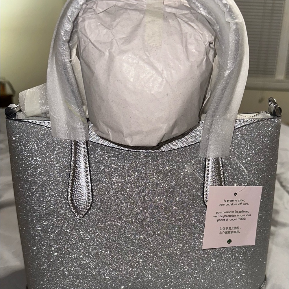 Kate Spade Silver Glitter Satchel